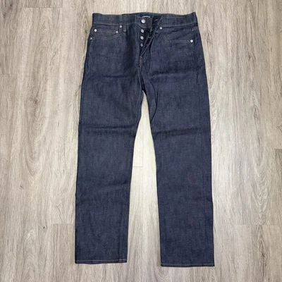 Pantalones de mezclilla J Crew 770 con ribete para hombre 34x30 botón mosca calce recto lavado oscuro Foto 1 de 4