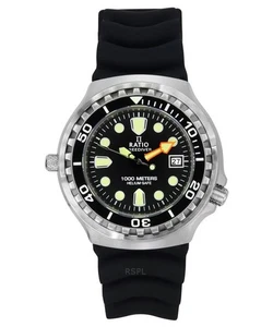 RATIO FreeDiver Version 02 Helium Safe 1000M 1038EF102V-BLK-V02 Mens Watch - Picture 1 of 4