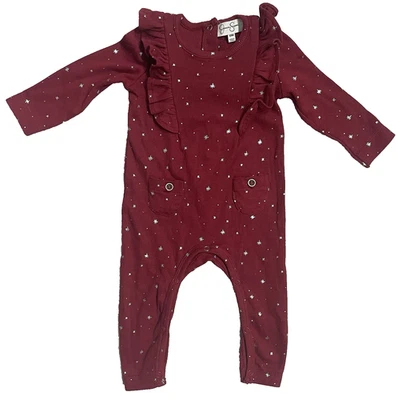 Jessica Simpson Baby 6/9M Red Ribbed Jumpsuit - Image 1 of 4