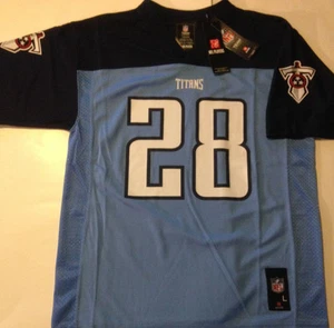 OFFICIAL LICENSED CHRIS JOHNSON NFL Jersey Youth Large 14/16 Tennesee Titans - Foto 1 di 3