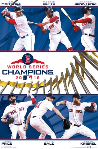Boston Red Sox 2018 WORLD SERIES CHAMPIONS 6-Player Action 22x34 Wall POSTER Cover