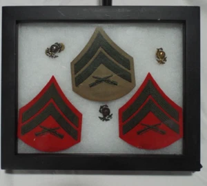 USMC Marine Corps Corporal Patch & EGA (Eagle, Globe & Anchor) Shadow box - Picture 1 of 4