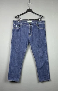 LUIGI BORELLI NAPOLI Blue Polyester/Cotton Denim Straight Jeans Size W38 Zip Fly - Picture 1 of 19