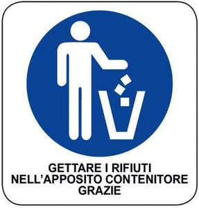 Cartello GETTARE I RIFIUTI NELL'APPOSITO CONTENITORE in alluminio 330x350 mm - Imagen 1 de 1