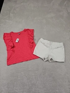 Gap Shorts Girls Size 12 Old Navy Shirt Large 10/12 - Picture 1 of 8