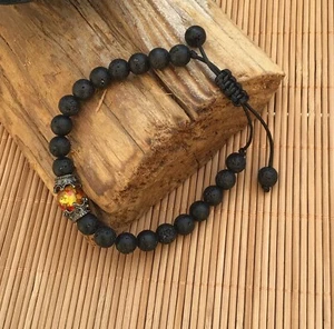 Perlenarmband aus Lava Stein mit Tigerauge als Krone Unterstützung für Yoga und - Bild 1 von 2