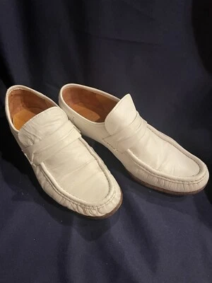 Mocassim de couro italiano branco vintage masculino tamanho 8 Itália - Imagem 1 de 4