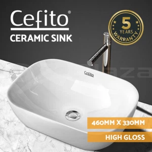 Cefito Bathroom Basin Ceramic Basins Vanity Sink Above Counter White Hand Wash - Picture 1 of 11