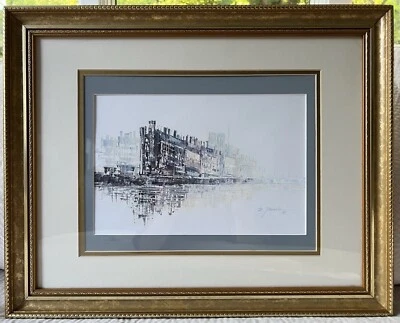 Signed Vintage Acrylic Abstract 1988 New York City Skyline World Trade Center  - Image 1 of 4