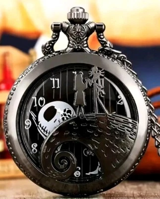 NIGHTMARE BEFORE CHRISTMAS POCKET FOB WATCH ON CHAIN & BLACK VELVET GIFT BAG - Image 1 of 4
