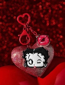 New BETTY BOOP Keychain Cushion HEART Key Ring KISS LIPS Purse Charm CARTOON - Picture 1 of 5