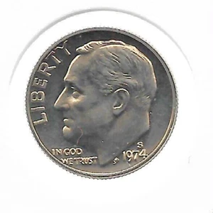 Rare Old US Roosevelt Dime 1974-S Gem Proof Cameo DCAM Collection Coin LOT:K68 - Picture 1 of 2
