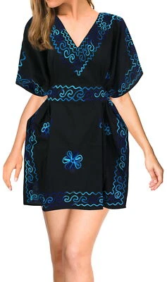 LA LEELA Women's Beach Swimsuit Cover Ups for Swimwear US 16-26W Black_E118 - Image 1 of 3