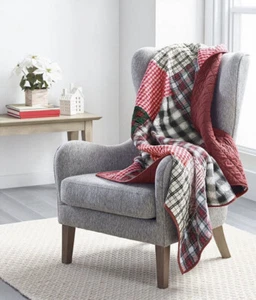 Martha Stewart Collection Candyland Quilted Throw, 50x60”, Red/Gray 👍 - Picture 1 of 5