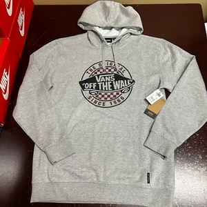 Vans Mens Gray Off The Wall Logo Long Sleeve Pockets Pullover Hoodie Size L - Picture 1 of 3