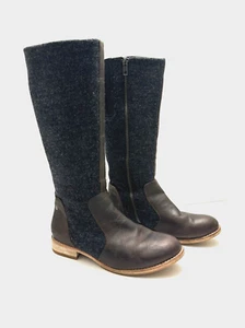 Cat by Caterpillar Sabrina Women Wool & Leather Tall Boots Zip Riding Brown 6 - Picture 1 of 18