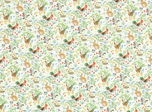 Dollhouse Kitchen Wallpaper Roosters Bunnies Ducks 1:12 Scale Country Springtime - Picture 1 of 3