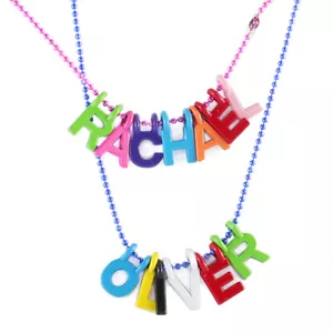 COLLAR NOMBRE PERSONALIZADO Coloridas Letras Rosa Azul Cadena para Niños Niños Niñas - Imagen 1 de 9