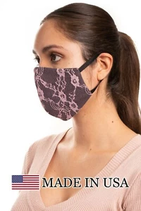 Auliné Collection Made in USA Lace Fabric Washable Reusable Fashion Face Mask - Picture 1 of 40