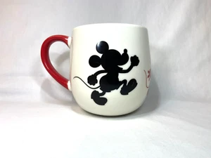 Mickey Mouse Silhouette Wide Coffee Mug Disney Red Black White - Picture 1 of 5