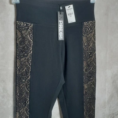 Leggings largos Express para mujer pequeños en tono negro y carne nuevos con etiquetas Foto 1 de 4