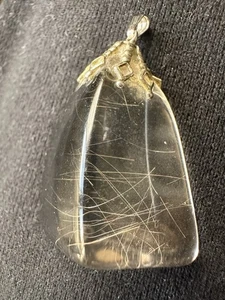 Vintage Clear Golden Rutile Quartz Pendant  - Picture 1 of 5