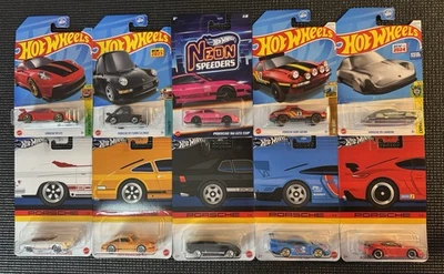 Hot Wheels Porsche лот из 10 шт. Walmart Exclusive, Неоновый, Охота за Сокровищами, GT3 - Изображение 1 из 4