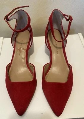 Banana Republic Rojo Gamuza Corte Lateral Gatito Tacón Bomba Talla 6 Vacaciones Navidad Foto 1 de 4