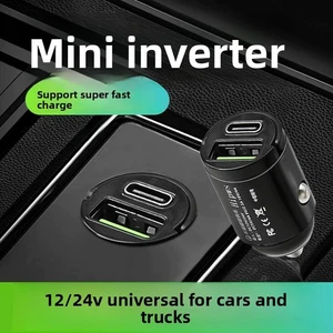 100W Fast Charge Adapter Dual USB Type-C PD Car Mini Charger   - Picture 1 of 11
