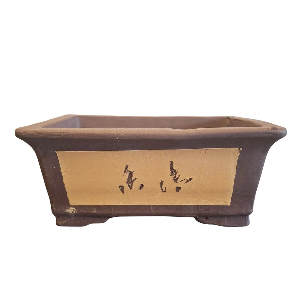 Unglazed Bonsai Pot | 240x160x105 | Ceramic Pot | Painted Rectangle Bonsai Tray - Image 1 of 1