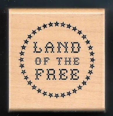USA STARS LAND OF THE FREE Words SEAL BORDER NEW Close To My Heart RUBBER STAMP - Image 1 of 3