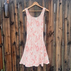 Mango Cream and Coral Tropical Flower Print Above Knee Tank Dress, Women’s M - Picture 1 of 6