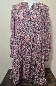 LOFT Popular Womens Floral Tiered Shirtdress Size Medium Flowy Buttons - Picture 1 of 10