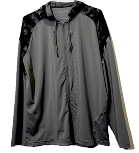 Under Armour RUSH Hoodie Men L Gray Full Zip Iridescent Logo Camo Shoulder - Picture 1 of 6