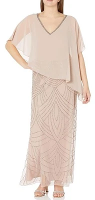 Capelet para mujer J Kara Pop Over con parte inferior de cuentas talla 12 rubor Foto 1 de 4