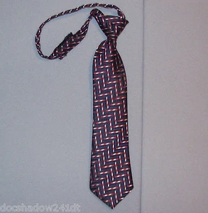 Boy's 9-1/2" Black with Red & Silver Pencil Line Geometric Print Neck Tie #506 - Picture 1 of 1
