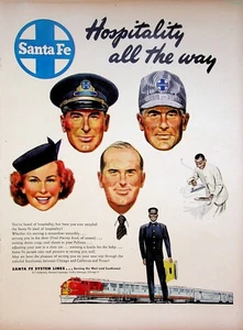 1949 Santa Fe Railroad Vintage Print Ad 1940s West Train System Line Hospitality - Bild 1 von 1