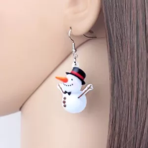 Festive Christmas Holiday Winter Frosty Snowman Earrings, Christmas Party, Gift - Picture 1 of 7