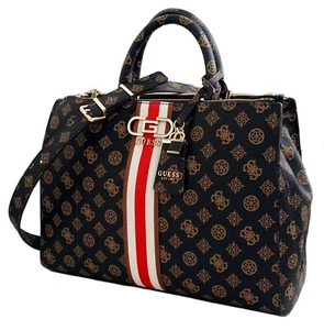 Guess Bag Handbag Tote Bag Nelka Status Satchel Mocha Logo New - Picture 1 of 12