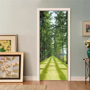 3D Green Forest Lawn Self-adhesive Door Sticker Wallpaper Mural Poster for Home - Picture 1 of 6