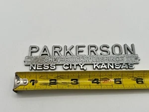 Vintage Metal Dealer Dealership Emblem / Badge - Parkerson Ness City, Kansas KS - Picture 1 of 4