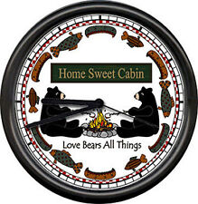 Home Sweet Cabin RV Trailer Tiny House Personalzied Bear Decor Sign Wall Clock