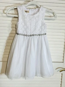 Flower Girl White Tulle PURPLE ROSE Dress 6x Rhinestone Accents Girls NEW - Picture 1 of 14
