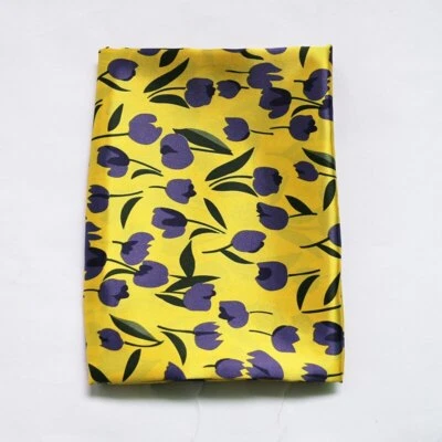 Tecido de cetim floral elegante macio por jarda estampa Charmeuse material para cachecol faça você mesmo - Imagem 1 de 4