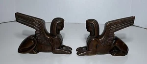 Antique GRAND TOUR PAIR BRONZE SPHINX STATUES 19th Century - Picture 1 of 11