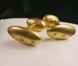 14K Victorian Gold Diamond Antique Cufflinks 6.2 Gram /6 diamonds - Picture 1 of 5