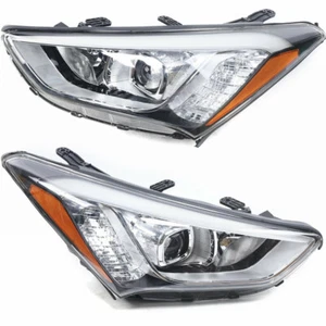 Headlights Set for 2013-2016 Hyundai Santa Fe  Pair Halogen Lens Headlamps - Picture 1 of 12