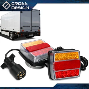 Pair 25 LED Magnetic Trailer Towing Lights Kit w/ 24ft Cable & 7 Pin Plug - Picture 1 of 12