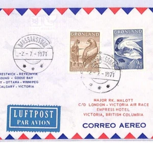 GREENLAND *Air Race* 1971 NARSSARSSUAQ CDS Cover LONDON VICTORIA Birds YT122 - Picture 1 of 12