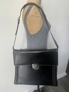 WILSONS LEATHER PELLE STUDIO Crossbody Bag Black Briefcase Messenger Career - Photo 1/15